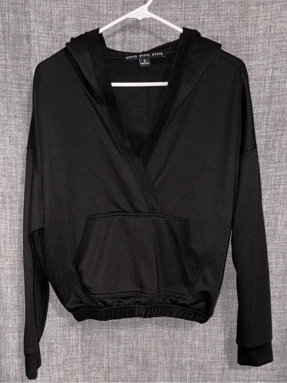 HYFVE Black Hooded Wrap V-Neck Women's Sweater